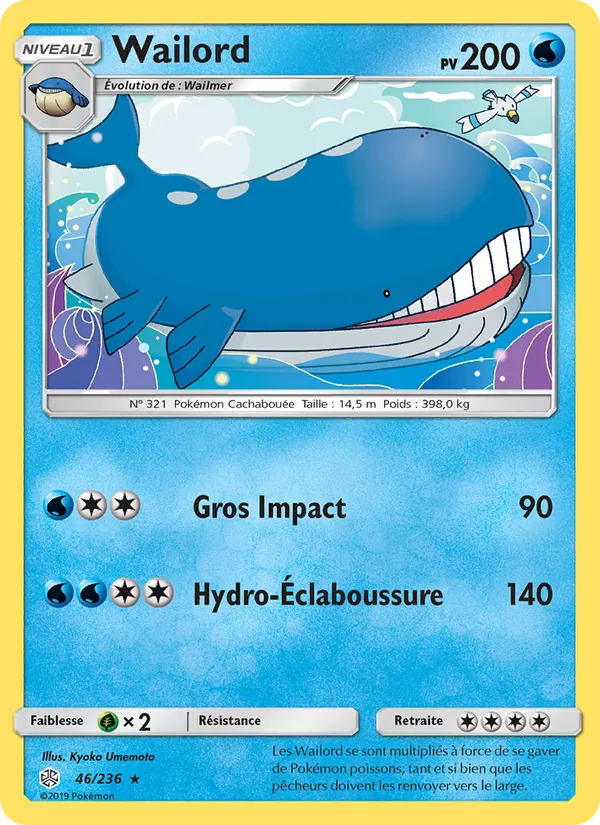 Carte Pokémon Wailord 46/236 de l'extension Éclipse Cosmique