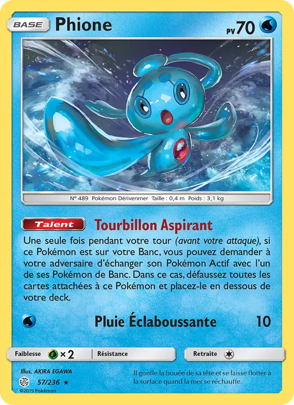 Carte Pokémon Phione 57/236 de l'extension Éclipse Cosmique
