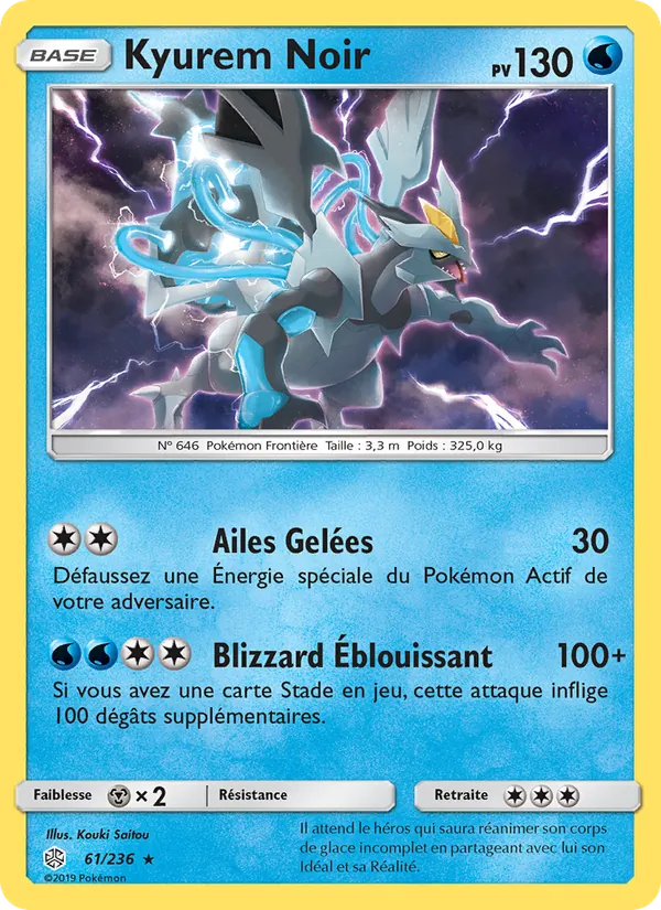 Carte Pokémon Kyurem Noir 61/236 de l'extension Éclipse Cosmique