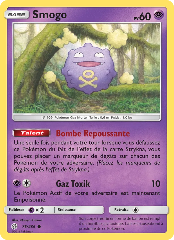 Carte Pokémon Smogo 76/236 de l'extension Éclipse Cosmique