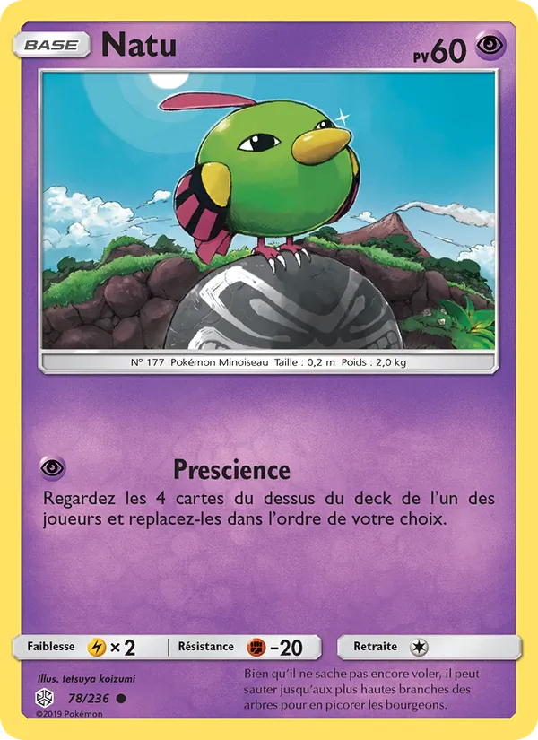 Carte Pokémon Natu 78/236 de l'extension Éclipse Cosmique