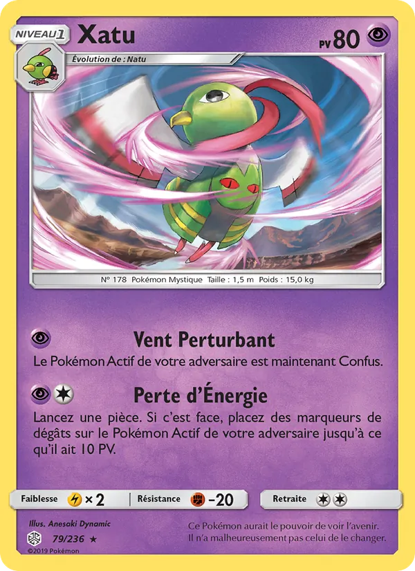 Carte Pokémon Xatu 79/236 de l'extension Éclipse Cosmique