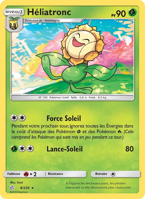 Carte Pokémon Héliatronc 8/236 de l'extension Éclipse Cosmique