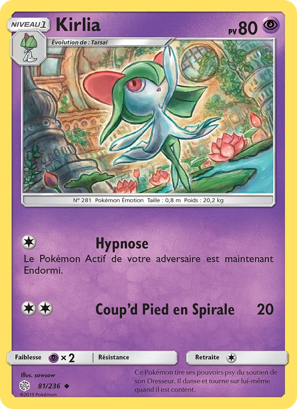 Carte Pokémon Kirlia 81/236 de l'extension Éclipse Cosmique