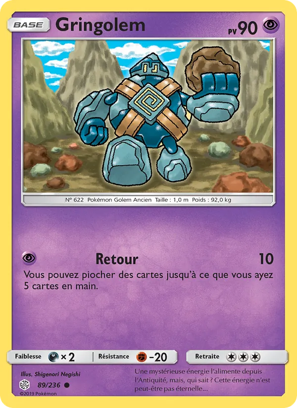 Carte Pokémon Gringolem 89/236 de l'extension Éclipse Cosmique
