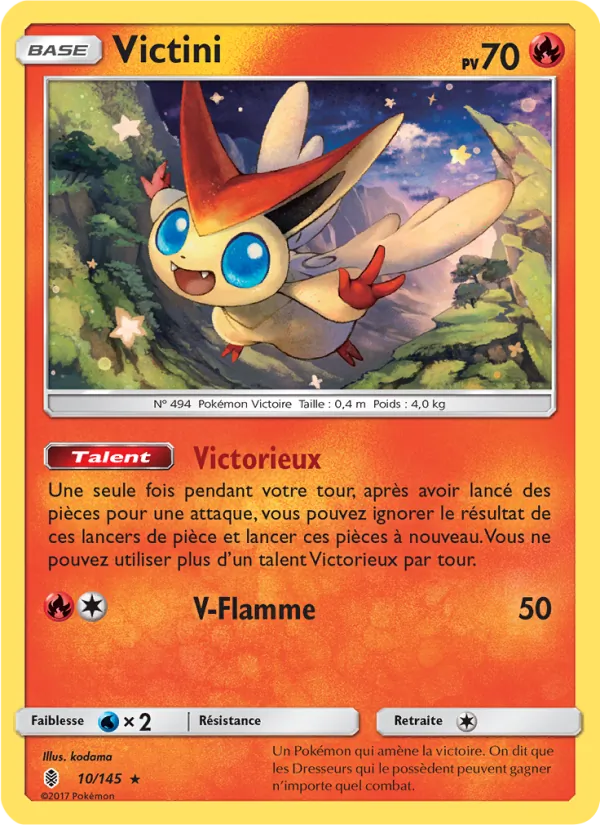 Carte Pokémon Victini 10/145 de l'extension Gardiens Ascendants