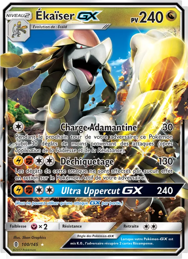 Carte Pokémon Ékaïser GX 100/145 de l'extension Gardiens Ascendants