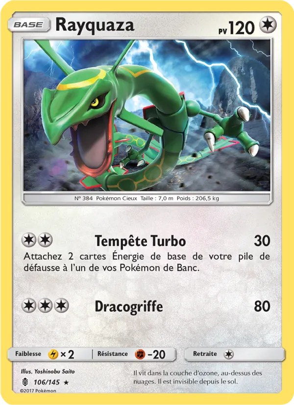 Carte Pokémon Rayquaza 106/145 de l'extension Gardiens Ascendants