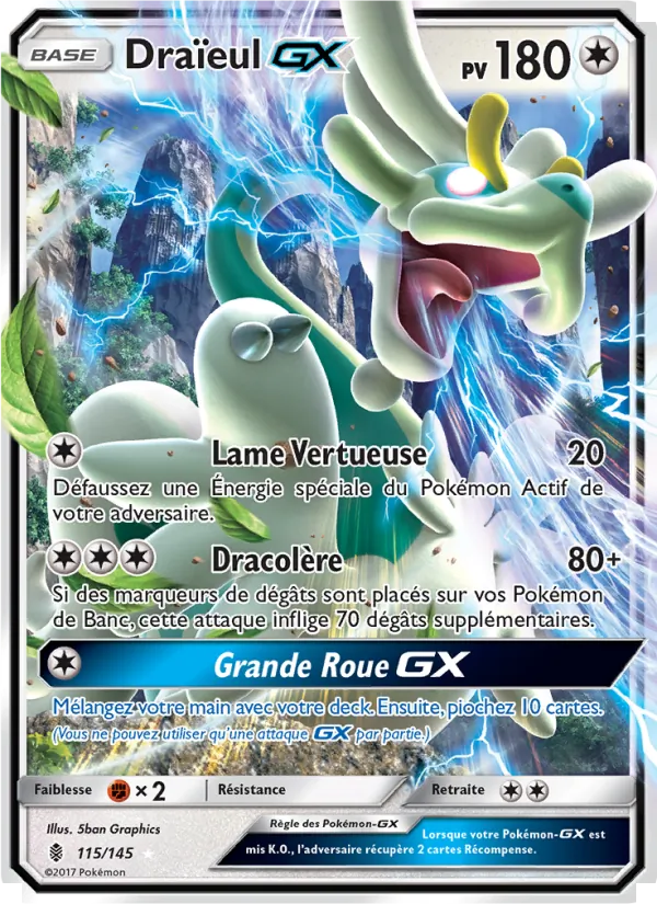 Carte Pokémon Draïeul GX 115/145 de l'extension Gardiens Ascendants