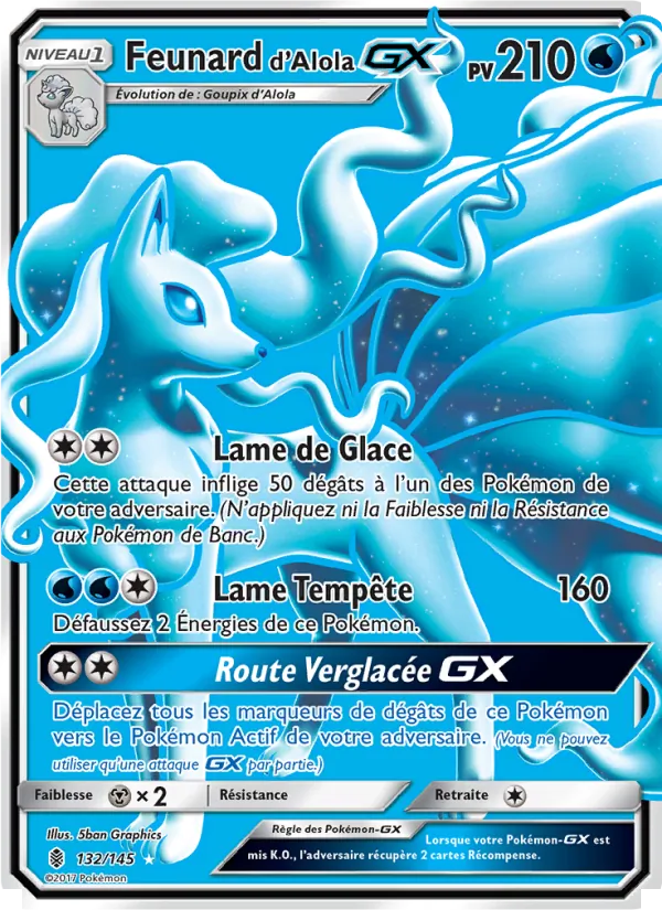 Carte Pokémon Feunard d’Alola GX 132/145 de l'extension Gardiens Ascendants