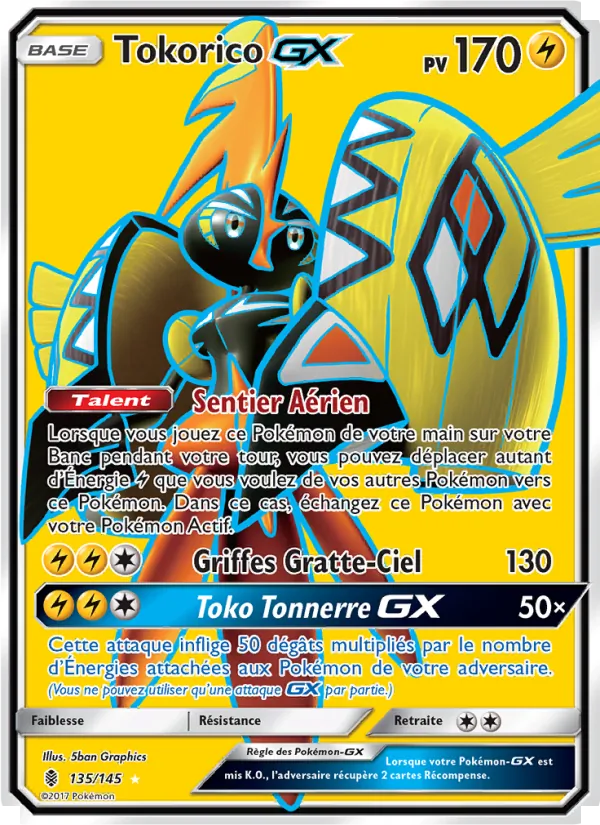 Carte Pokémon Tokorico GX 135/145 de l'extension Gardiens Ascendants
