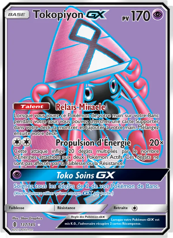 Carte Pokémon Tokopiyon GX 137/145 de l'extension Gardiens Ascendants