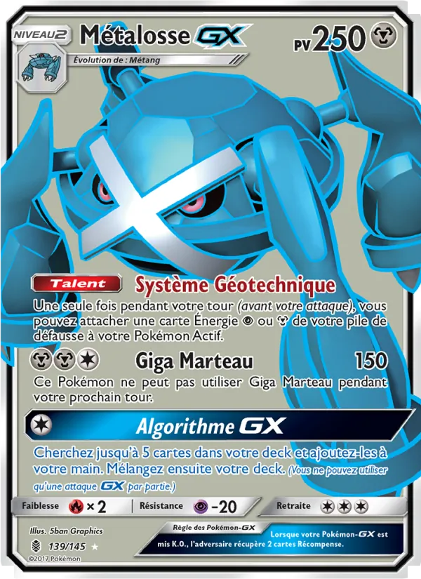 Carte Pokémon Métalosse GX 139/145 de l'extension Gardiens Ascendants