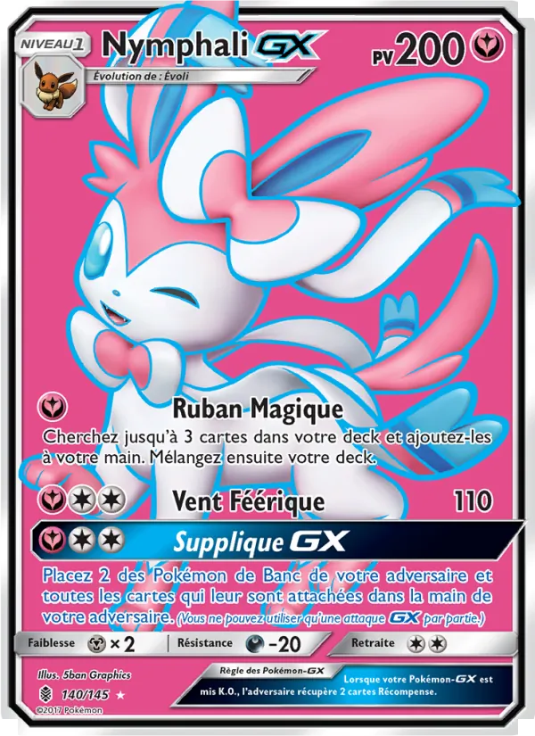 Carte Pokémon Nymphali GX 140/145 de l'extension Gardiens Ascendants