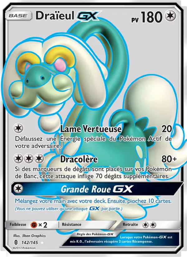 Carte Pokémon Draïeul GX 142/145 de l'extension Gardiens Ascendants