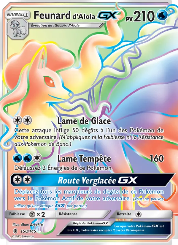 Carte Pokémon Feunard d’Alola GX 150/145 de l'extension Gardiens Ascendants