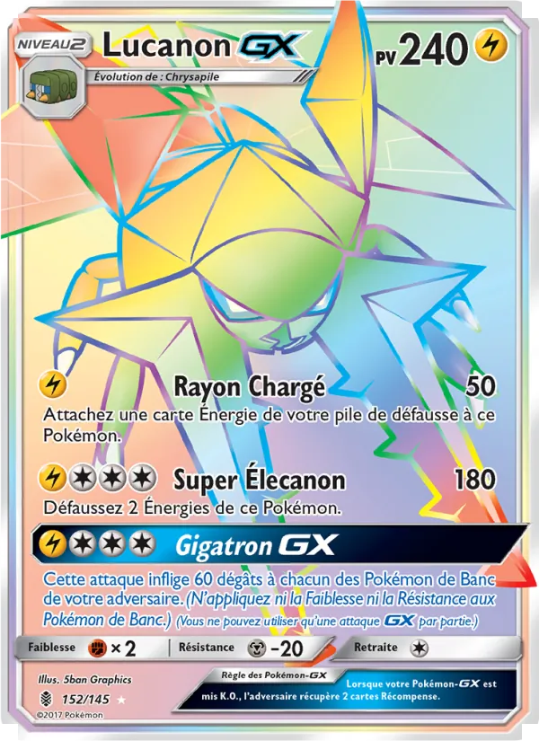 Carte Pokémon Lucanon GX 152/145 de l'extension Gardiens Ascendants