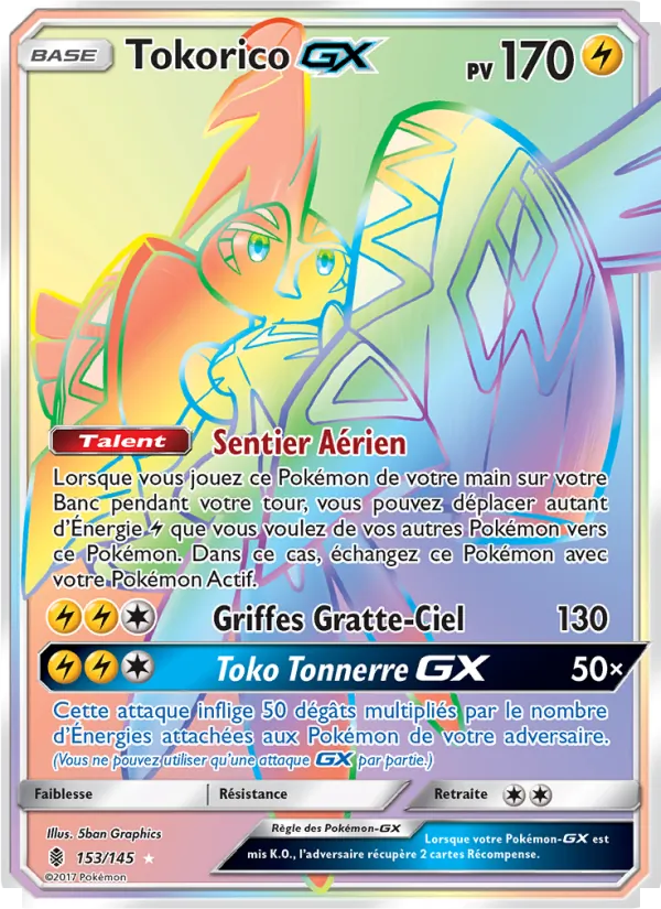Carte Pokémon Tokorico GX 153/145 de l'extension Gardiens Ascendants