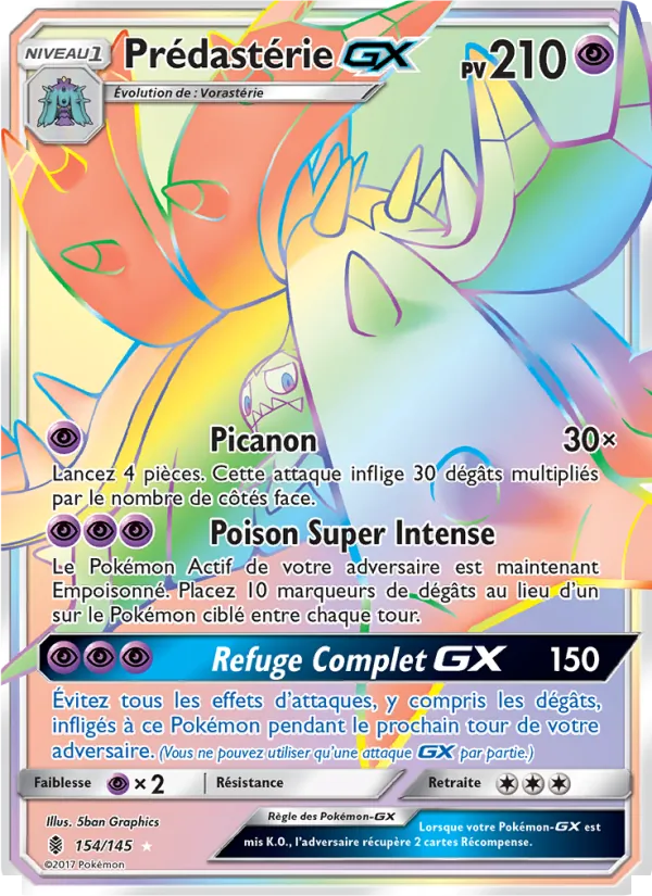 Carte Pokémon Prédastérie GX 154/145 de l'extension Gardiens Ascendants