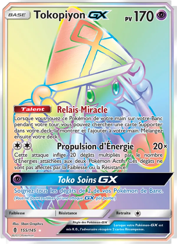 Carte Pokémon Tokopiyon GX 155/145 de l'extension Gardiens Ascendants