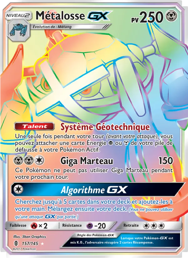Carte Pokémon Métalosse GX 157/145 de l'extension Gardiens Ascendants