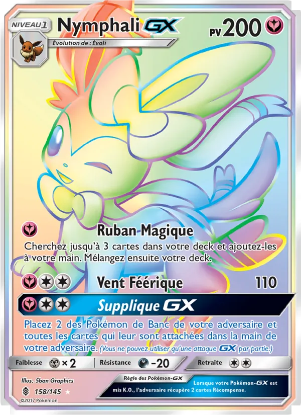 Carte Pokémon Nymphali GX 158/145 de l'extension Gardiens Ascendants
