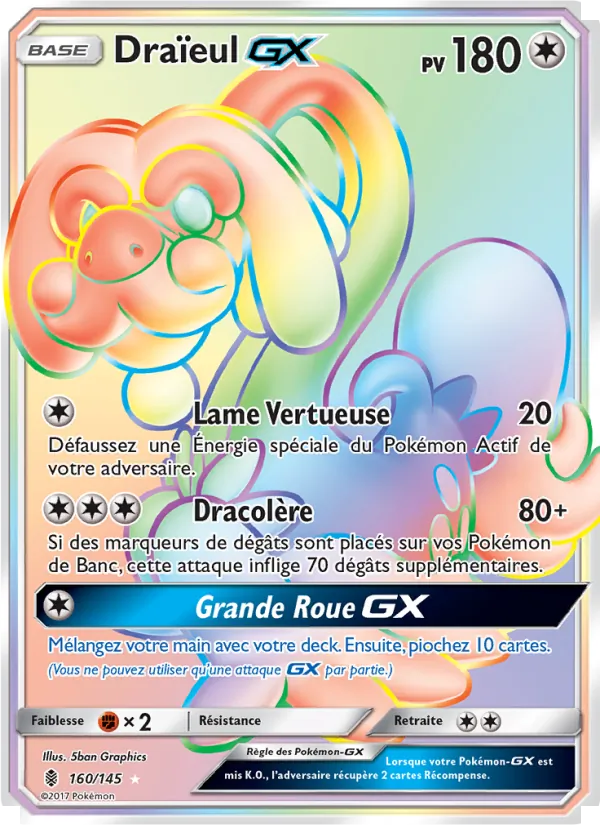 Carte Pokémon Draïeul GX 160/145 de l'extension Gardiens Ascendants