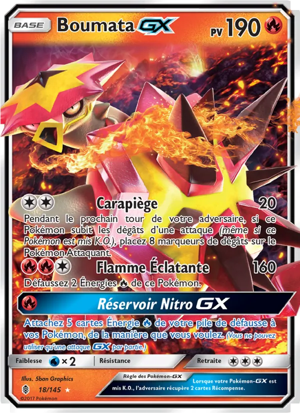 Carte Pokémon Boumata GX 18/145 de l'extension Gardiens Ascendants
