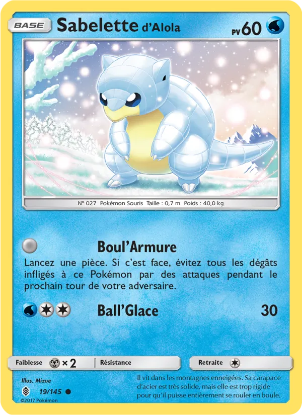 Carte Pokémon Sabelette d’Alola 19/145 de l'extension Gardiens Ascendants