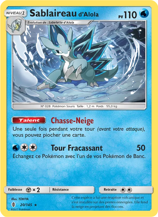 Carte Pokémon Sablaireau d’Alola 20/145 de l'extension Gardiens Ascendants