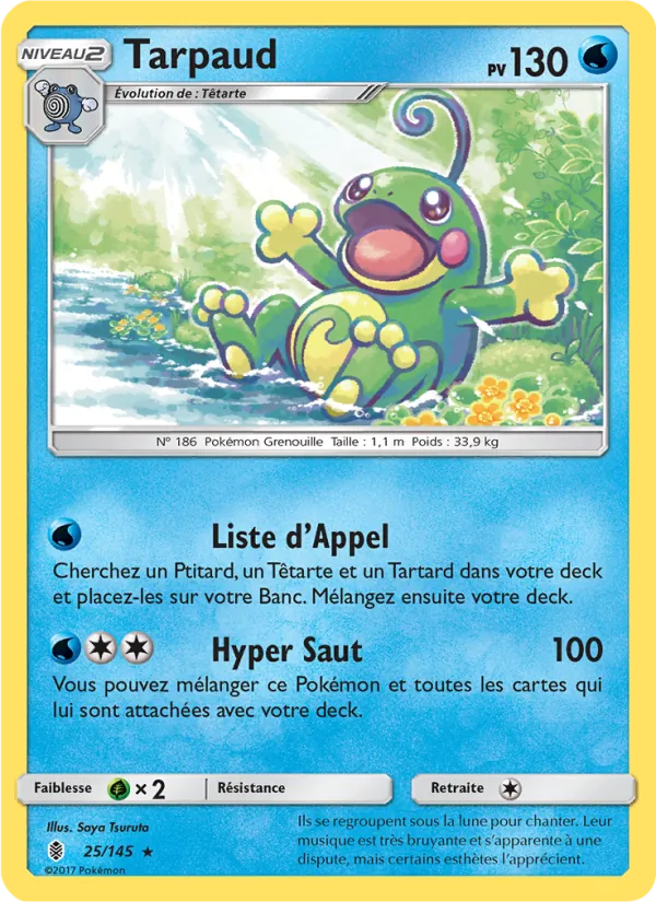 Carte Pokémon Tarpaud 25/145 de l'extension Gardiens Ascendants
