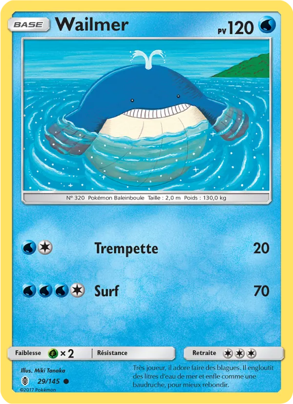 Carte Pokémon Wailmer 29/145 de l'extension Gardiens Ascendants
