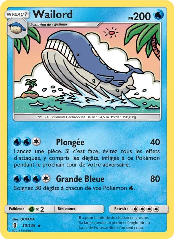 Carte Pokémon Wailord 30/145 de l'extension Gardiens Ascendants