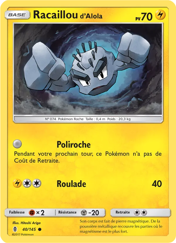 Carte Pokémon Racaillou d’Alola 40/145 de l'extension Gardiens Ascendants