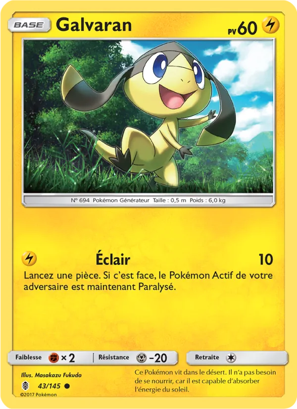 Carte Pokémon Galvaran 43/145 de l'extension Gardiens Ascendants