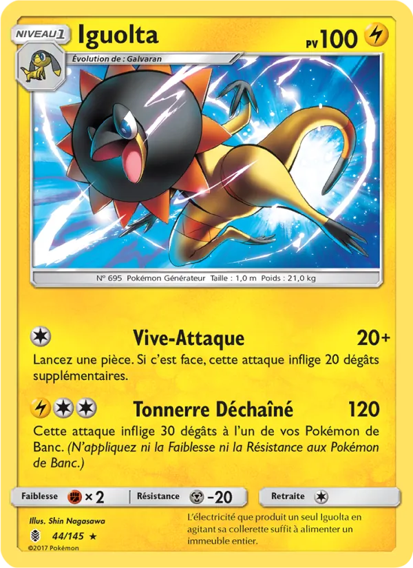 Carte Pokémon Iguolta 44/145 de l'extension Gardiens Ascendants