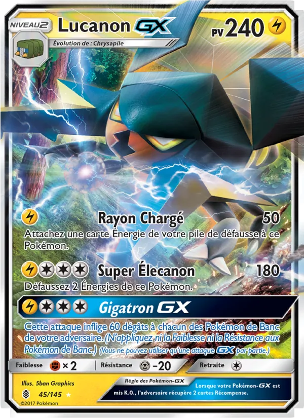 Carte Pokémon Lucanon GX 45/145 de l'extension Gardiens Ascendants