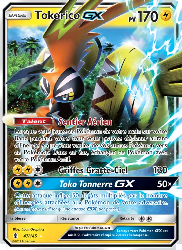 Carte Pokémon Tokorico GX 47/145 de l'extension Gardiens Ascendants