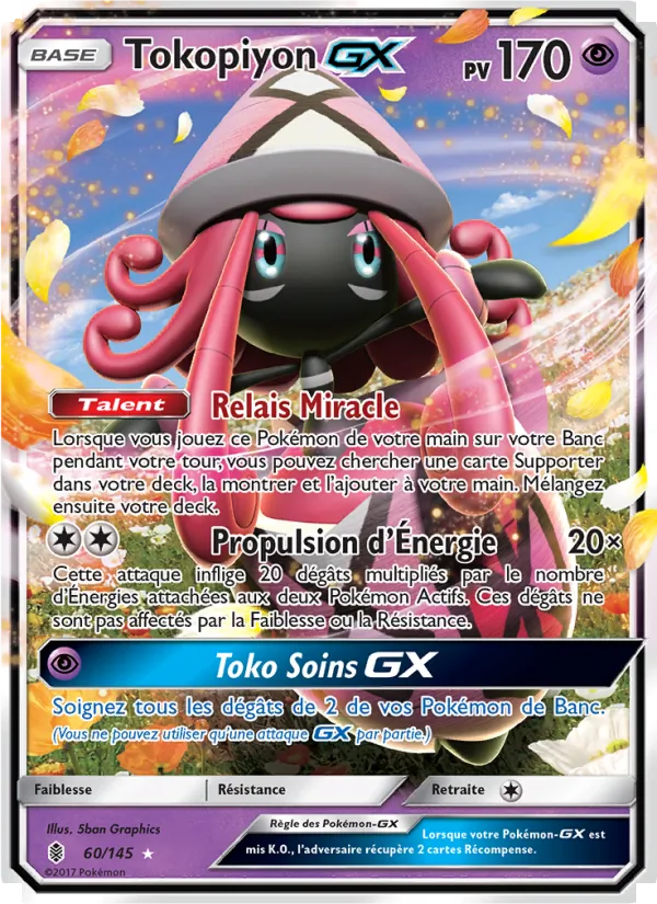 Carte Pokémon Tokopiyon GX 60/145 de l'extension Gardiens Ascendants