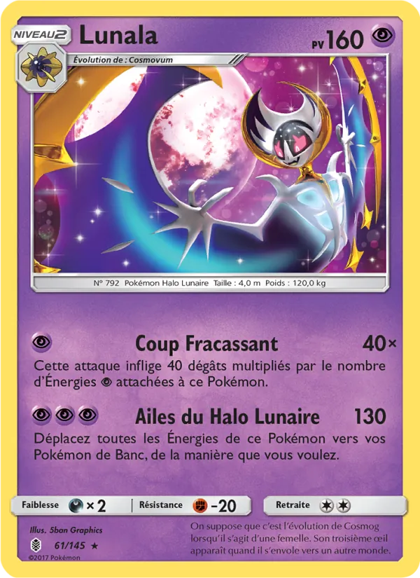 Carte Pokémon Lunala 61/145 de l'extension Gardiens Ascendants