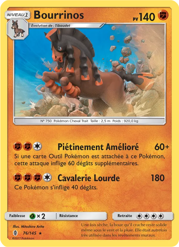 Carte Pokémon Bourrinos 76/145 de l'extension Gardiens Ascendants