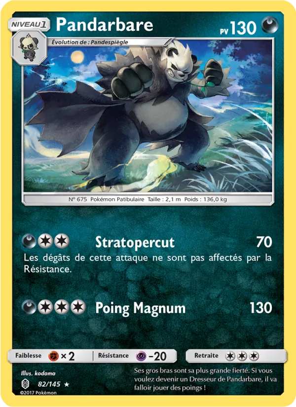 Carte Pokémon Pandarbare 82/145 de l'extension Gardiens Ascendants