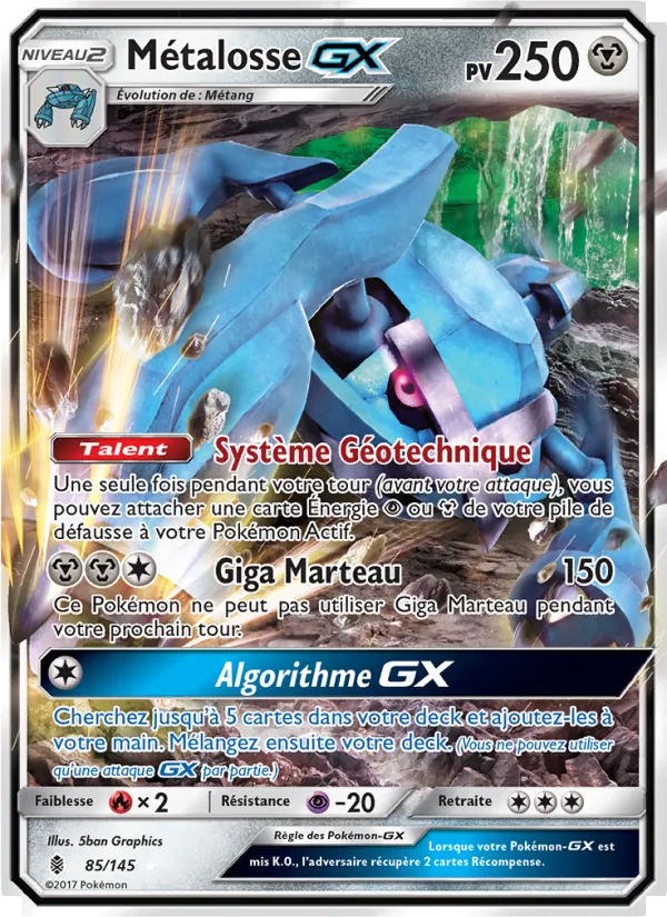Carte Pokémon Métalosse GX 85/145 de l'extension Gardiens Ascendants