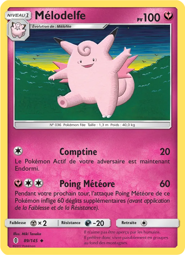 Carte Pokémon Mélodelfe 89/145 de l'extension Gardiens Ascendants