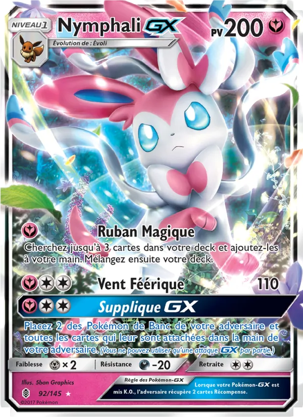 Carte Pokémon Nymphali GX 92/145 de l'extension Gardiens Ascendants