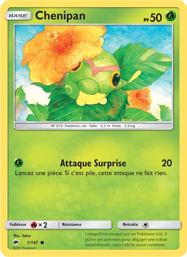 Carte Pokémon Chenipan 1/147 de l'extension Ombres Ardentes
