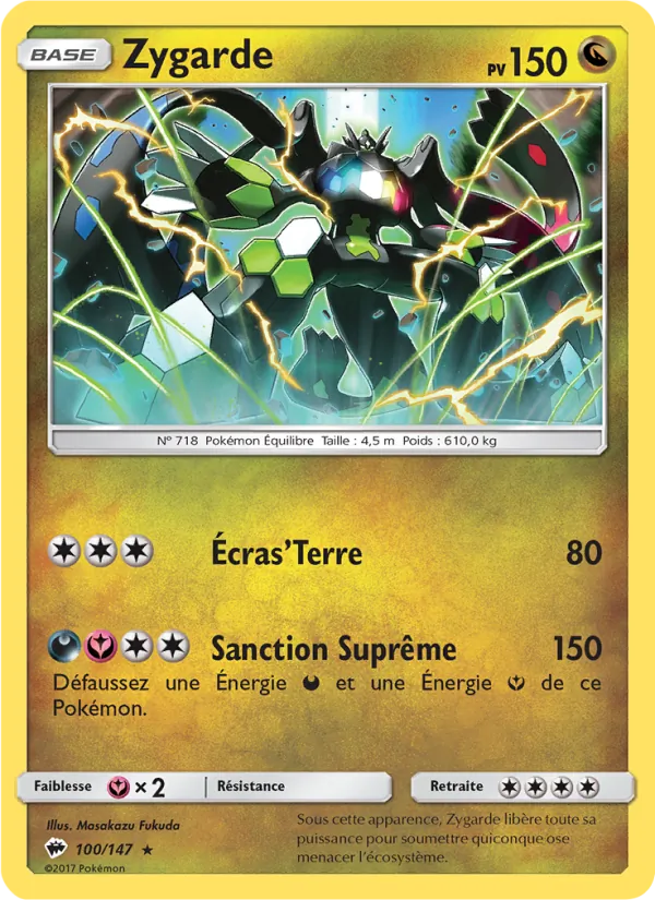 Carte Pokémon Zygarde 100/147 de l'extension Ombres Ardentes