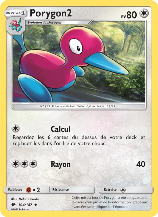 Carte Pokémon Porygon2 104/147 de l'extension Ombres Ardentes