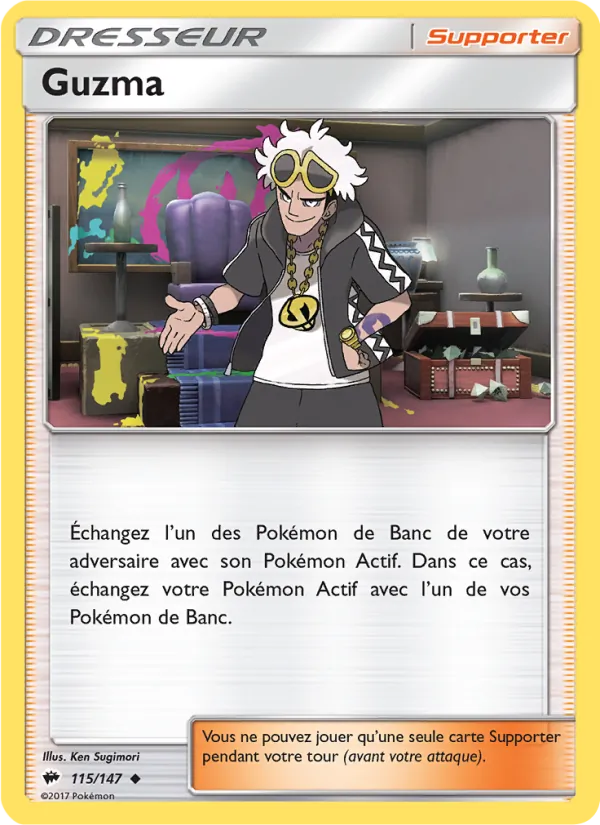Carte Pokémon Guzma 115/147 de l'extension Ombres Ardentes