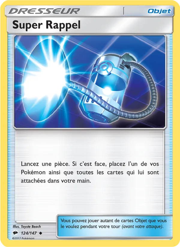 Carte Pokémon Super Rappel 124/147 de l'extension Ombres Ardentes